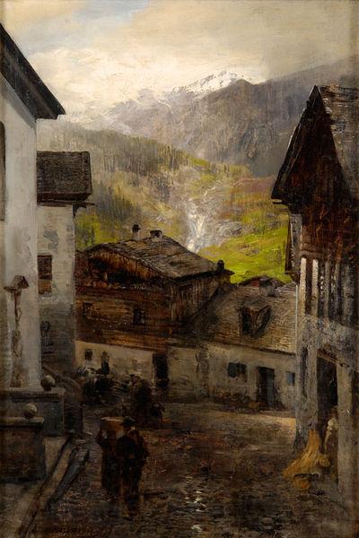 Oswald achenbach Bergdorf am Fub des Rigi Germany oil painting art
